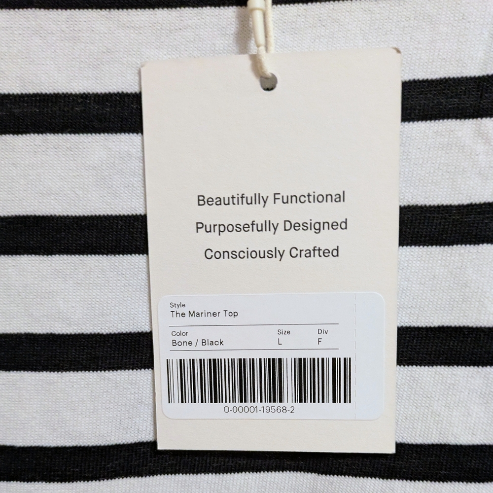 Striped Black and White Women's Top - Picture 4 of 7